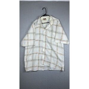 Old Skool Shirt Mens XL White Geometric Short Sleeve Button Front Streetwear